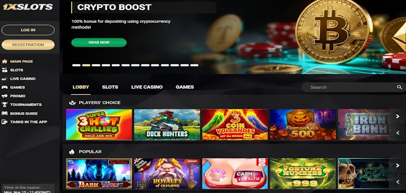 1xslots casino screenshot